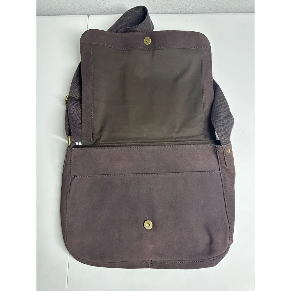 Benetton Brown Suede Messenger Crossbody Bag Briefcase Laptop See Description